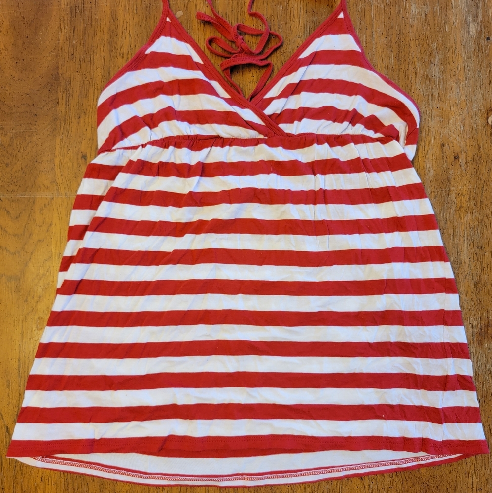 Women's Gap Red and White Striped Halter Top - Size Large